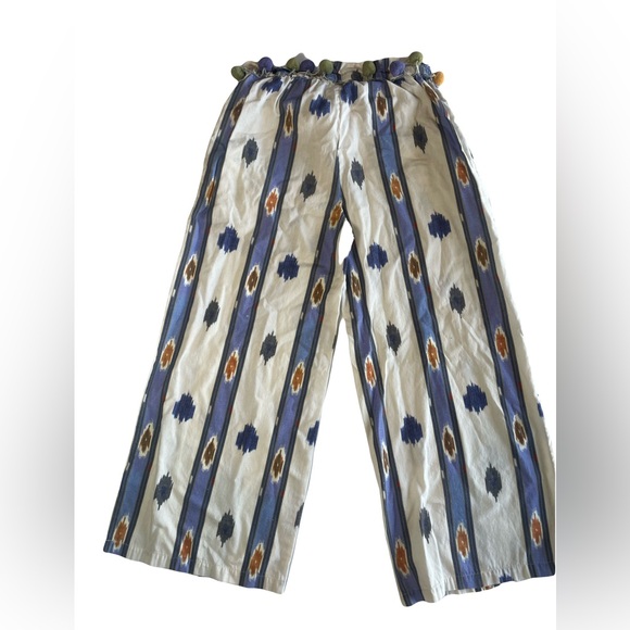 Ollari Anthropologie Wide Leg Pants with Pom Trim – Size Small - Picture 3 of 11